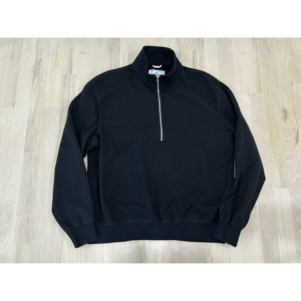 REIGNING CHAMP Black 1/2 Zip Pullover Sweater Sz Large Cotton Vietnam